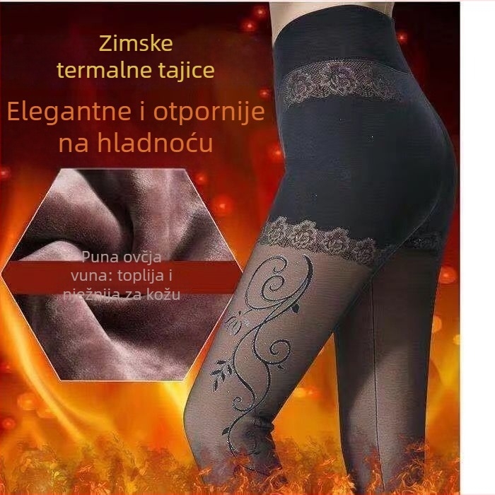 Ženske zimske legice od chenille s elastanom, visoka elastičnost, srednja debljina, zadržavaju toplinu