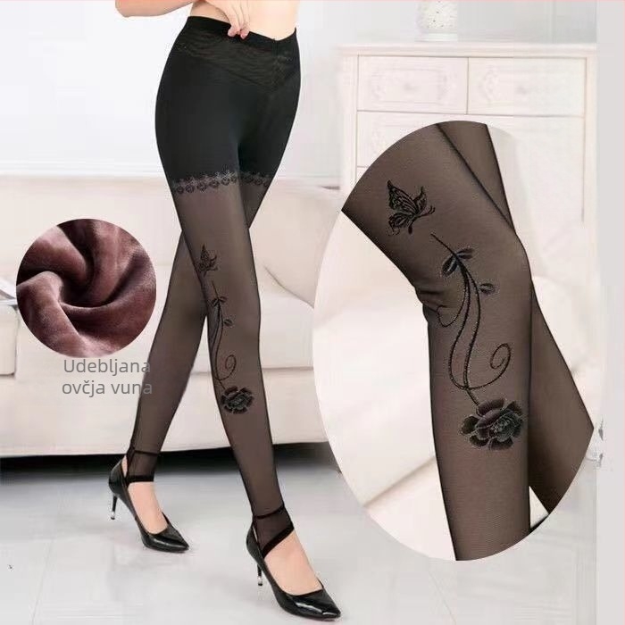 Ženske zimske legice od chenille s elastanom, visoka elastičnost, srednja debljina, zadržavaju toplinu