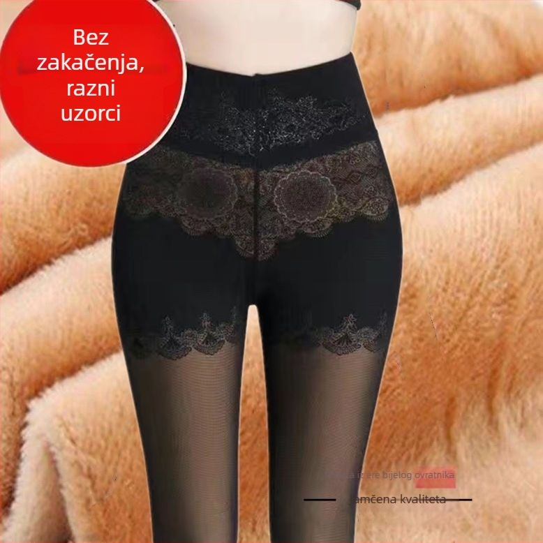 Ženske zimske legice od chenille s elastanom, visoka elastičnost, srednja debljina, zadržavaju toplinu