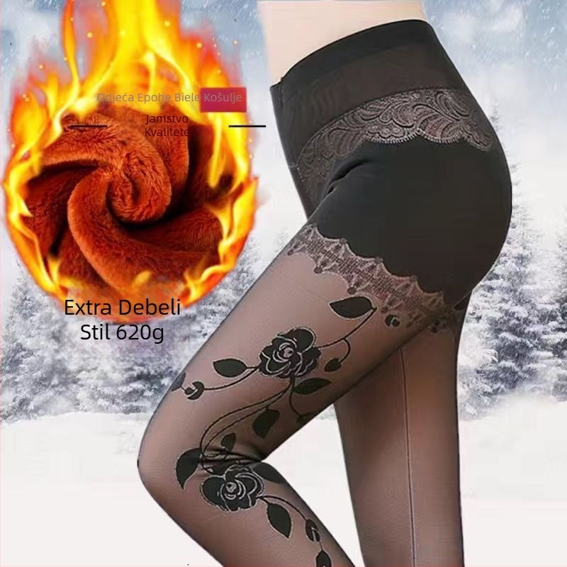 Ženske zimske legice od chenille s elastanom, visoka elastičnost, srednja debljina, zadržavaju toplinu