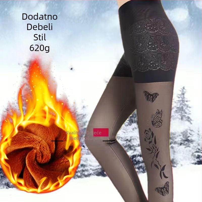 Ženske zimske legice od chenille s elastanom, visoka elastičnost, srednja debljina, zadržavaju toplinu