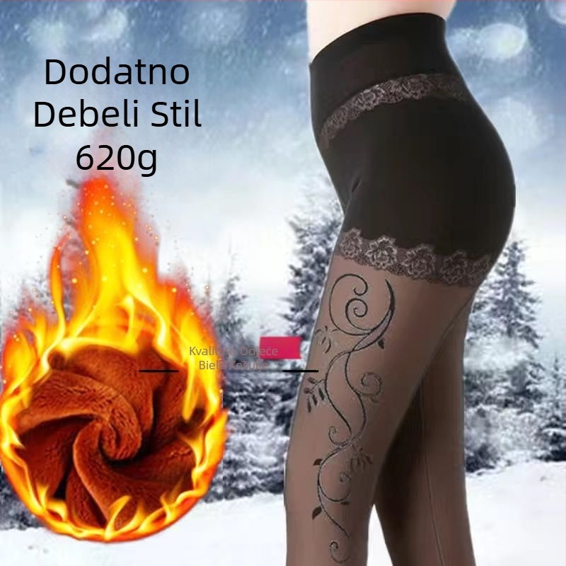 Ženske zimske legice od chenille s elastanom, visoka elastičnost, srednja debljina, zadržavaju toplinu