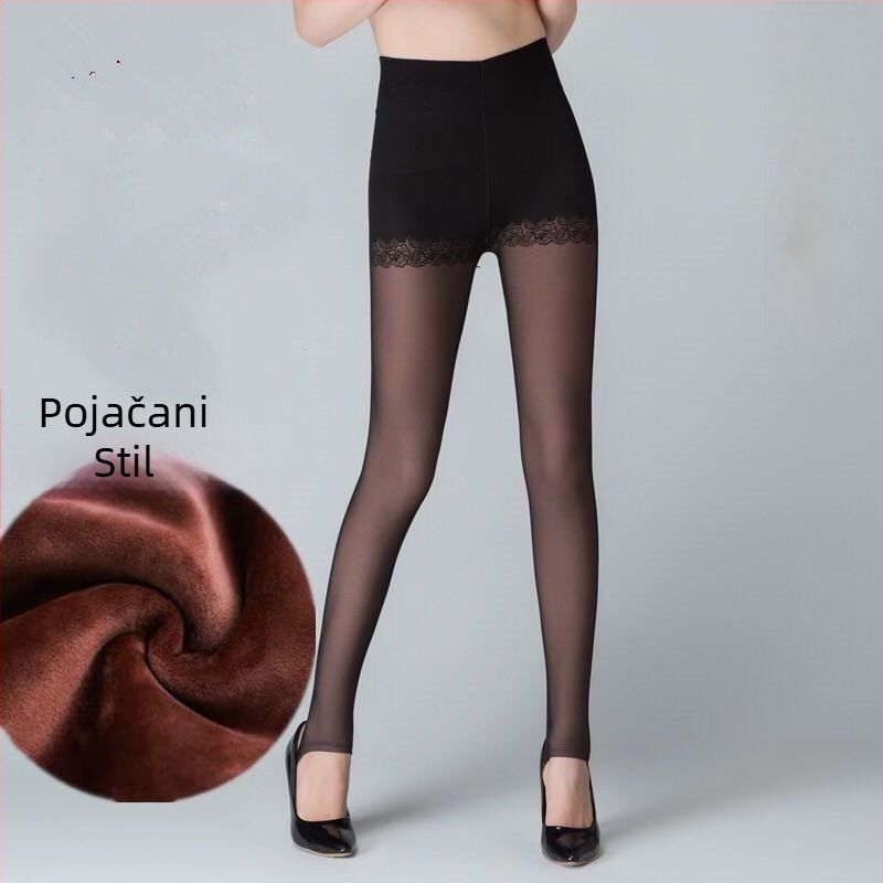 Ženske zimske legice od chenille s elastanom, visoka elastičnost, srednja debljina, zadržavaju toplinu