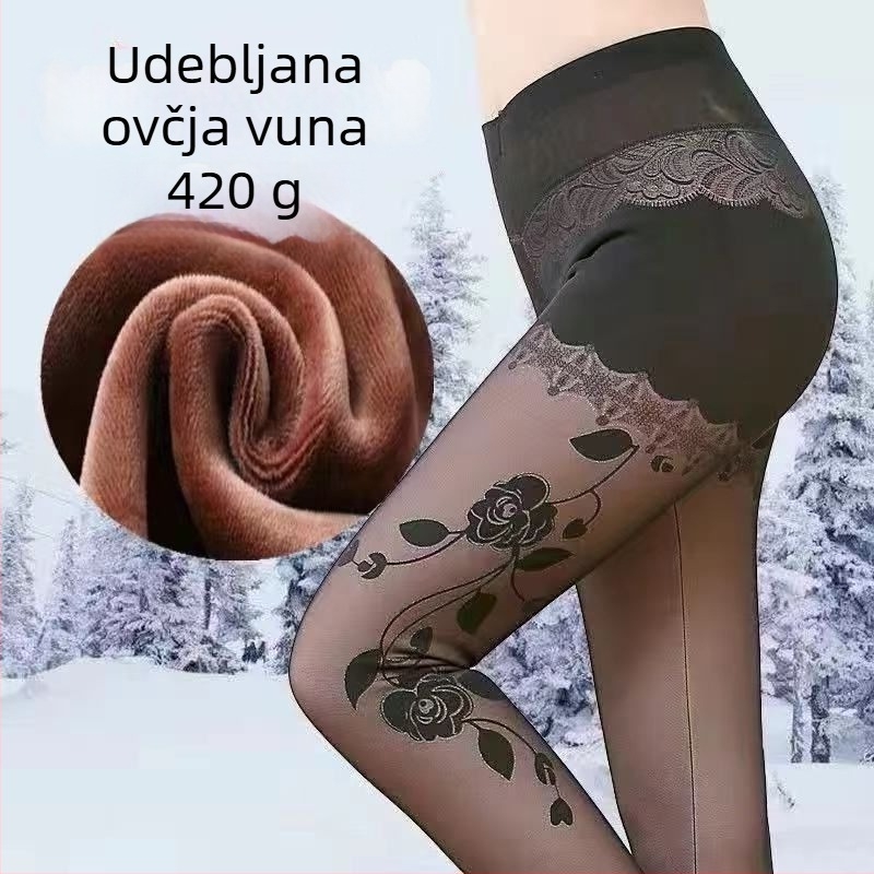 Ženske zimske legice od chenille s elastanom, visoka elastičnost, srednja debljina, zadržavaju toplinu