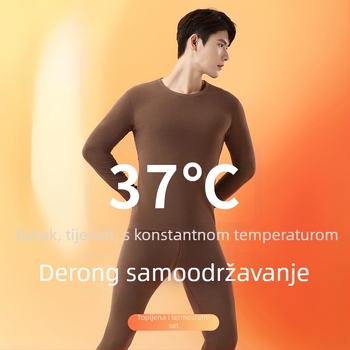 Unisex termalni set: dvostruki sloj top i hlače, okrugli ovratnik, dugi rukavi, srednje težine poliestera (181–200 g/m²), Derong tkanina