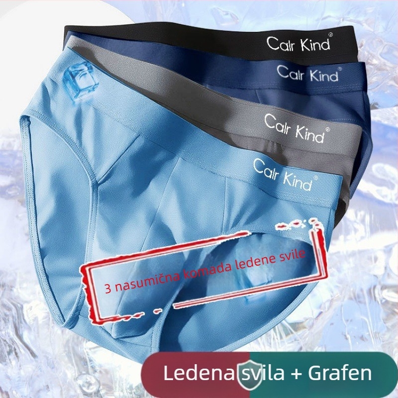 Muške gaćice briefs od Ice Silk s Grapheneom ili bambusovim aktivnim ugljem, ljetni tanki model, plus veličina
