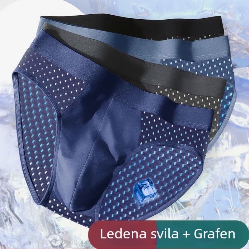 Muške gaćice briefs od Ice Silk s Grapheneom ili bambusovim aktivnim ugljem, ljetni tanki model, plus veličina