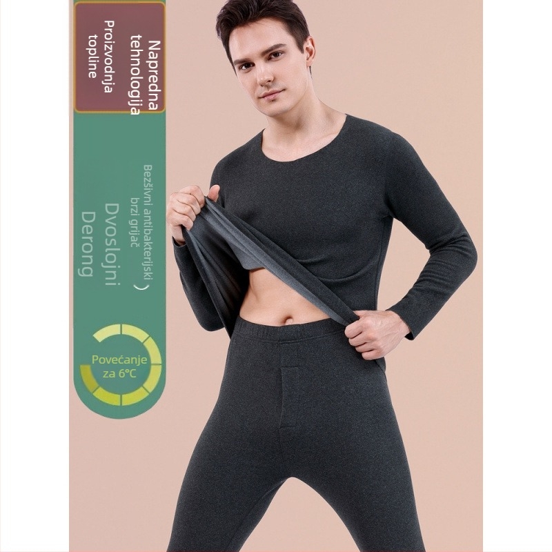 Termalni set donjeg rublja za muškarce i žene, vlakno za grijanje, pamukova baza, ekstra debeli materijal 501–600 g/m², velur podstava, dugi rukavi