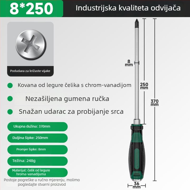 Višenamjenska magnetska odvijač Cr-V čelika, križni vrh, otporna na udarce, visoka tvrdoća
