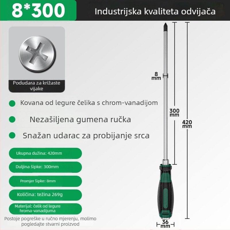 Višenamjenska magnetska odvijač Cr-V čelika, križni vrh, otporna na udarce, visoka tvrdoća