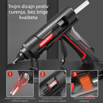Deli pištolj za topljivo ljepilo – visoko učinkovit, industrijske klase, za kućne rukotvorine, kompatibilan s štapićima topljivog ljepila