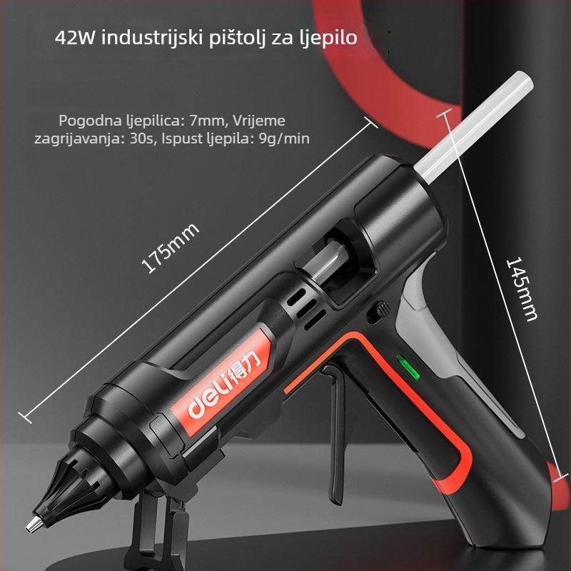 Deli pištolj za topljivo ljepilo – visoko učinkovit, industrijske klase, za kućne rukotvorine, kompatibilan s štapićima topljivog ljepila