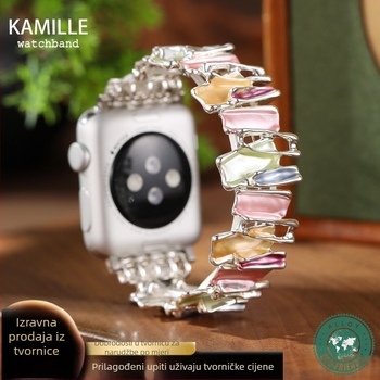 Kmille remen za Apple Watch, metalni remen s nepravilnim emajliranim završetkom, cinkovita legura, duljina 15 cm, 14/20 mm, s jednom petljom