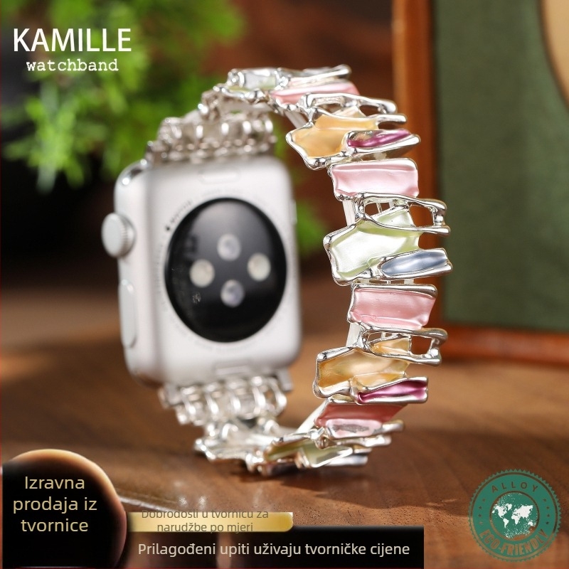 Kmille remen za Apple Watch, metalni remen s nepravilnim emajliranim završetkom, cinkovita legura, duljina 15 cm, 14/20 mm, s jednom petljom
