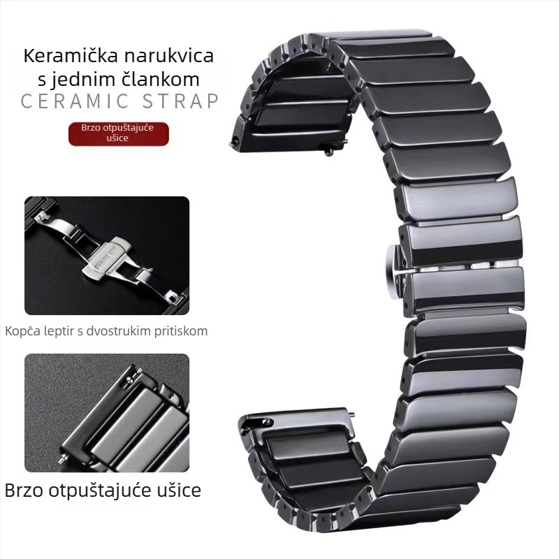 Keramički kaiš s kopčom leptira za Huawei GT4/3, kompatibilan sa Samsung satovima i Xiaomi Yizhu