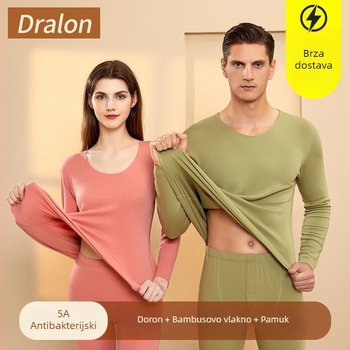 Unisex termalni komplet donjeg rublja Derong od akrilnih vlakana, grijanje, antibakterijski, ekstra debeli 301–350 g/m², dugi rukav top i hlače
