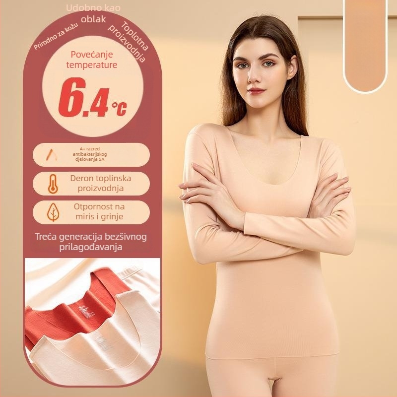 Unisex termalni komplet donjeg rublja Derong od akrilnih vlakana, grijanje, antibakterijski, ekstra debeli 301–350 g/m², dugi rukav top i hlače