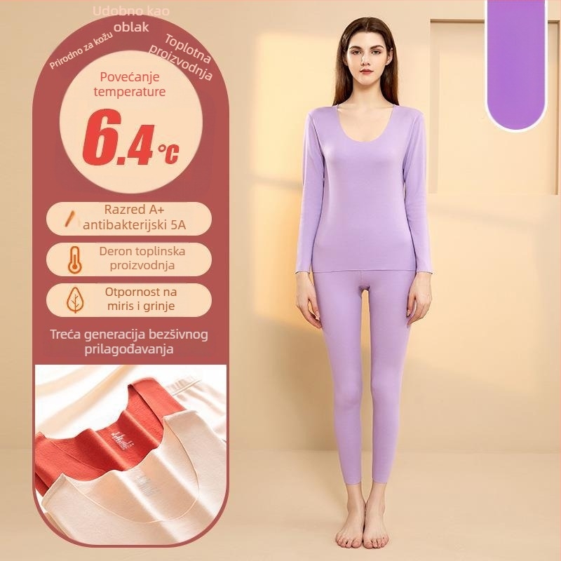 Unisex termalni komplet donjeg rublja Derong od akrilnih vlakana, grijanje, antibakterijski, ekstra debeli 301–350 g/m², dugi rukav top i hlače