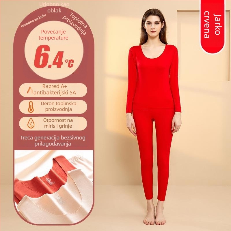 Unisex termalni komplet donjeg rublja Derong od akrilnih vlakana, grijanje, antibakterijski, ekstra debeli 301–350 g/m², dugi rukav top i hlače