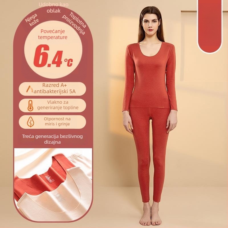 Unisex termalni komplet donjeg rublja Derong od akrilnih vlakana, grijanje, antibakterijski, ekstra debeli 301–350 g/m², dugi rukav top i hlače