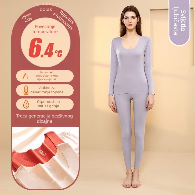 Unisex termalni komplet donjeg rublja Derong od akrilnih vlakana, grijanje, antibakterijski, ekstra debeli 301–350 g/m², dugi rukav top i hlače