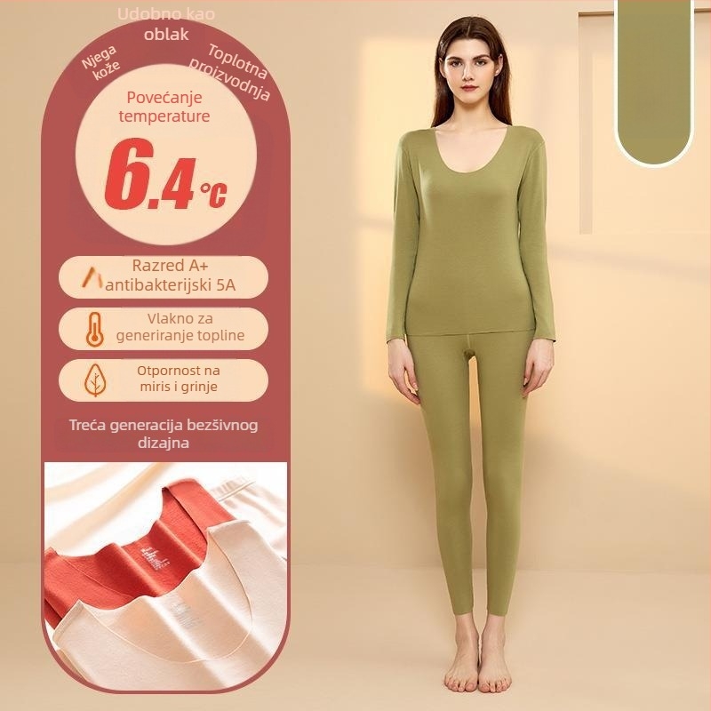 Unisex termalni komplet donjeg rublja Derong od akrilnih vlakana, grijanje, antibakterijski, ekstra debeli 301–350 g/m², dugi rukav top i hlače