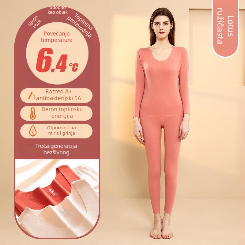 Unisex termalni komplet donjeg rublja Derong od akrilnih vlakana, grijanje, antibakterijski, ekstra debeli 301–350 g/m², dugi rukav top i hlače
