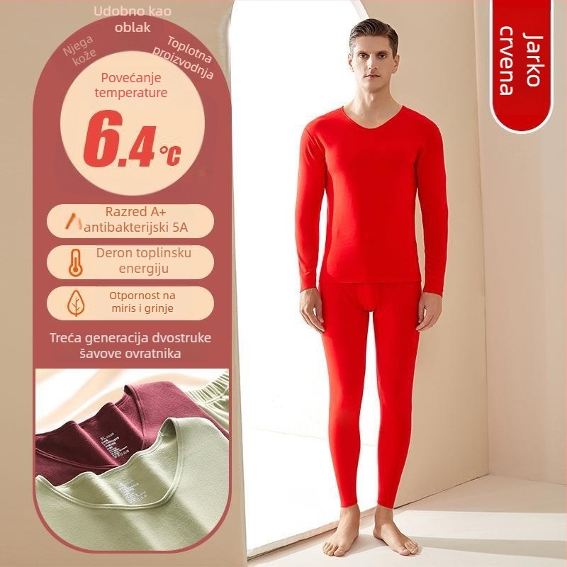 Unisex termalni komplet donjeg rublja Derong od akrilnih vlakana, grijanje, antibakterijski, ekstra debeli 301–350 g/m², dugi rukav top i hlače