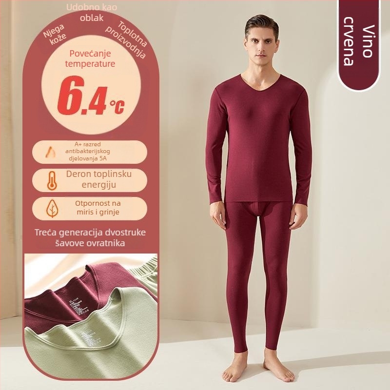 Unisex termalni komplet donjeg rublja Derong od akrilnih vlakana, grijanje, antibakterijski, ekstra debeli 301–350 g/m², dugi rukav top i hlače