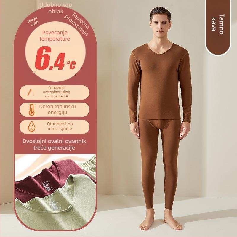 Unisex termalni komplet donjeg rublja Derong od akrilnih vlakana, grijanje, antibakterijski, ekstra debeli 301–350 g/m², dugi rukav top i hlače