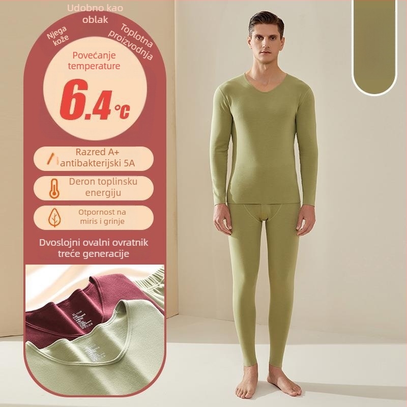 Unisex termalni komplet donjeg rublja Derong od akrilnih vlakana, grijanje, antibakterijski, ekstra debeli 301–350 g/m², dugi rukav top i hlače