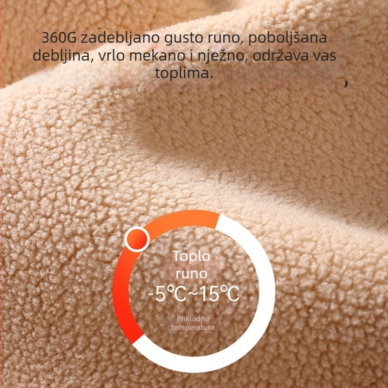 Muški termalni komplet s debelim flisom od jehnje vune, gornji dio s dugim rukavima i hlače za zimu