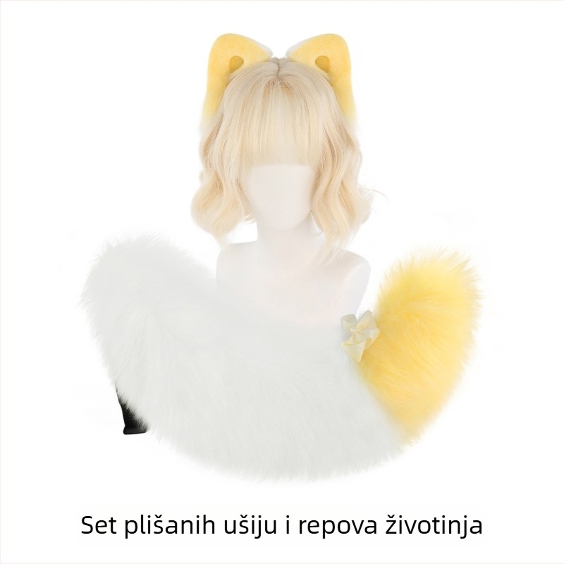 Cosplay set za uši životinja i rep - pliš, ručno izrađeno, slatki dodaci za uši i rep (Brend Junpeng; Dobna skupina: odrasli; Godina sezone: proljeće 2025; Kategorija opskrbe: Spot goods)
