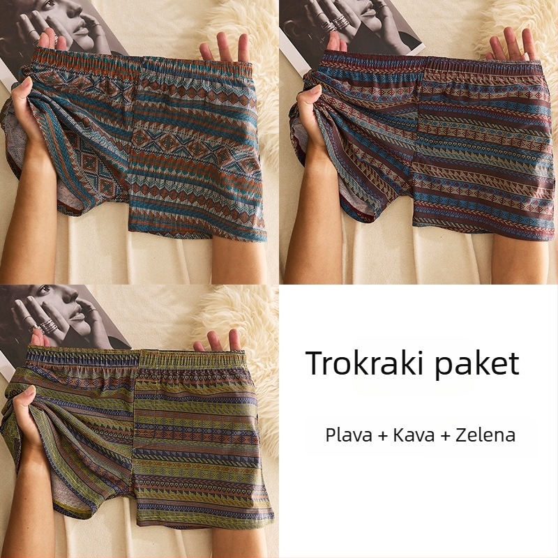 Muške pamucne bokserice sa srednjim strukom, prozračne, brzo suše, 90–95% pamuka, geometrijski/gradijentni/valoviti uzorak