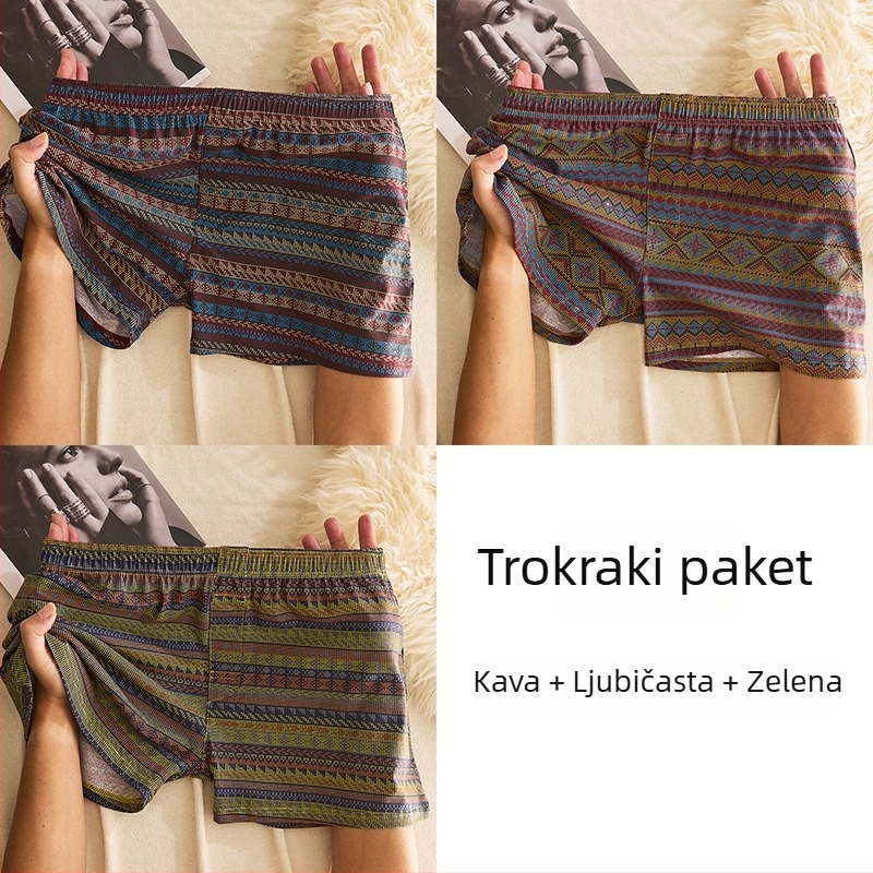 Muške pamucne bokserice sa srednjim strukom, prozračne, brzo suše, 90–95% pamuka, geometrijski/gradijentni/valoviti uzorak