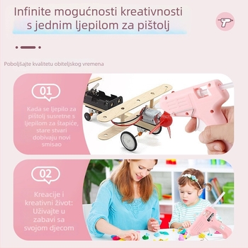 Električno pištolo za topljenje ljepila za dječje rukotvorine; viskoznost visoka, snažno vezivanje; kompatibilno s ljepilnim štapićima i trakama