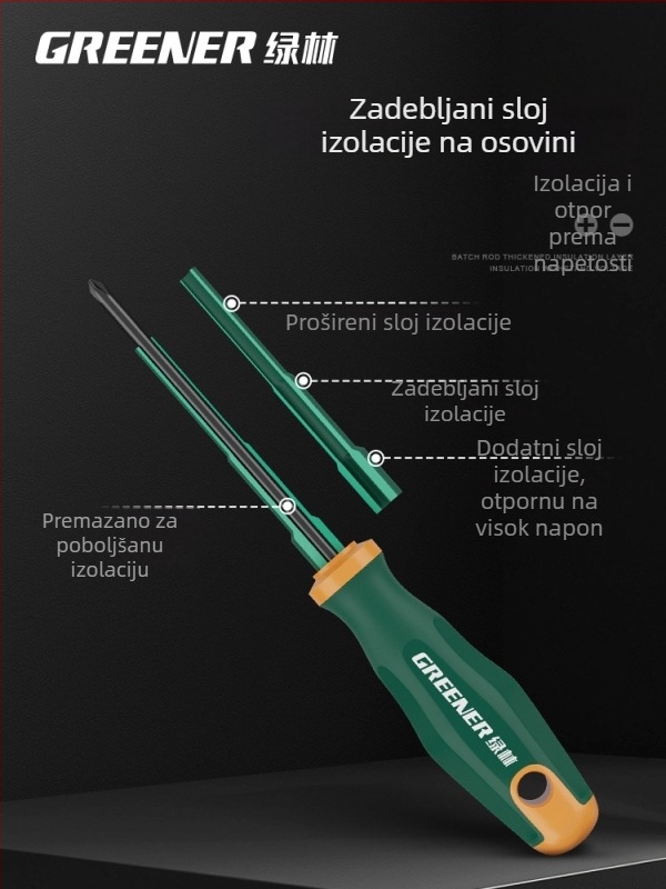 Električarski odvijač s križnom glavom, plastična ručka