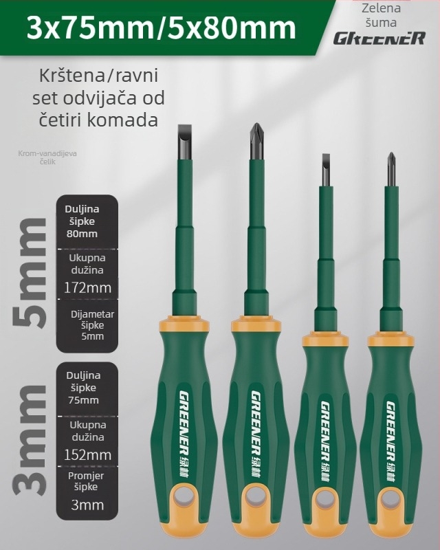 Električarski odvijač s križnom glavom, plastična ručka