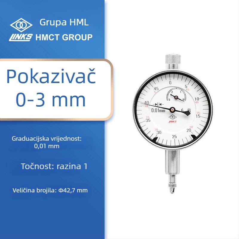 Indikator s kazaljkom na magnetnoj bazi, otporan na udarce, raspon 0-1-3-5-10-30-50, GB1219-2008, marka Ha Amount
