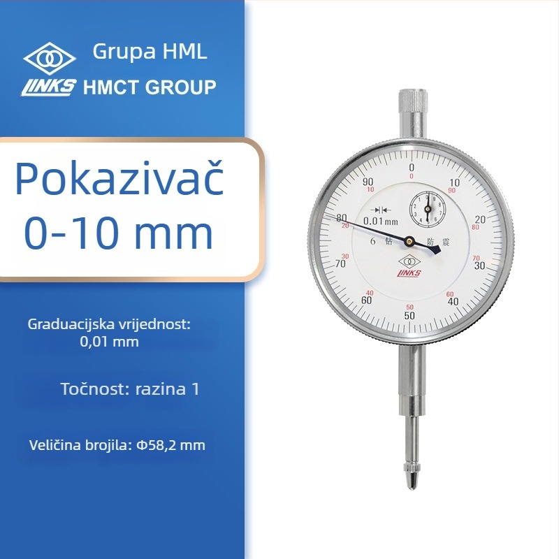 Indikator s kazaljkom na magnetnoj bazi, otporan na udarce, raspon 0-1-3-5-10-30-50, GB1219-2008, marka Ha Amount
