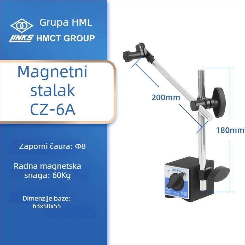 Indikator s kazaljkom na magnetnoj bazi, otporan na udarce, raspon 0-1-3-5-10-30-50, GB1219-2008, marka Ha Amount