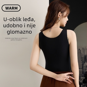 Ženska termalna majica od najlona s V izrezom, ugrađene košarice i nadomještak, dvostruki sloj, antistatika, zagrijava