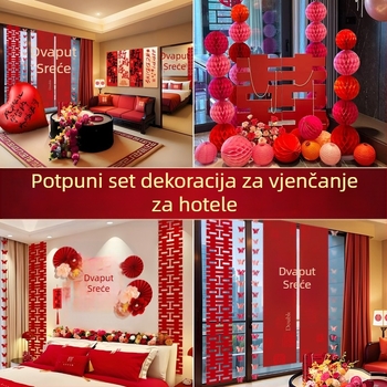 Feixunfei Set dekoracija prostora za vjenčanje — Papirnata pozadina zida uz trake i cvjetne naglaske