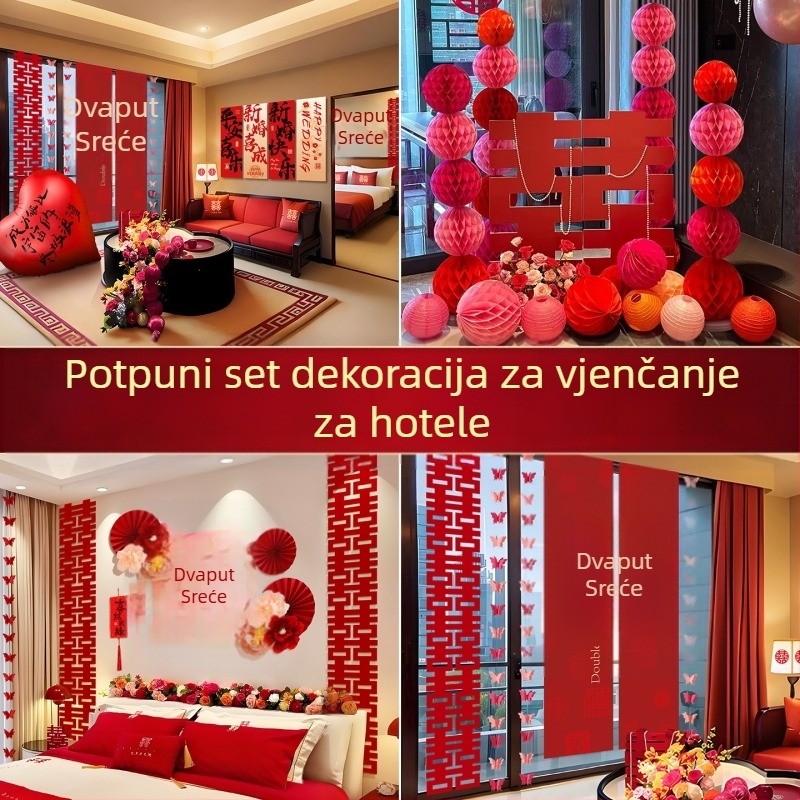 Feixunfei Set dekoracija prostora za vjenčanje — Papirnata pozadina zida uz trake i cvjetne naglaske