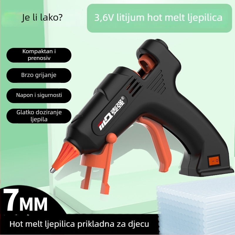 Bežični pištolj za topljeno ljepilo s Li baterijom 3.6V i 7 mm štapićima ljepila