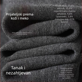 Muški termalni komplet od kašmira i svile za jesen-zimu, s flis podstavom, set gornjeg i donjeg dijela