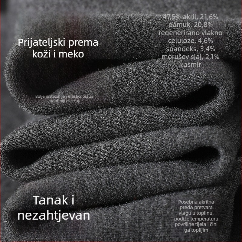 Muški termalni komplet od kašmira i svile za jesen-zimu, s flis podstavom, set gornjeg i donjeg dijela