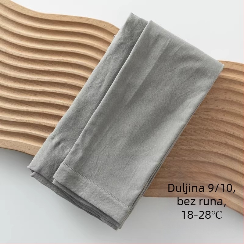 Ženske legice s fleecem, svijetlosive, 3/4 dužine, plus veličina, ton kože