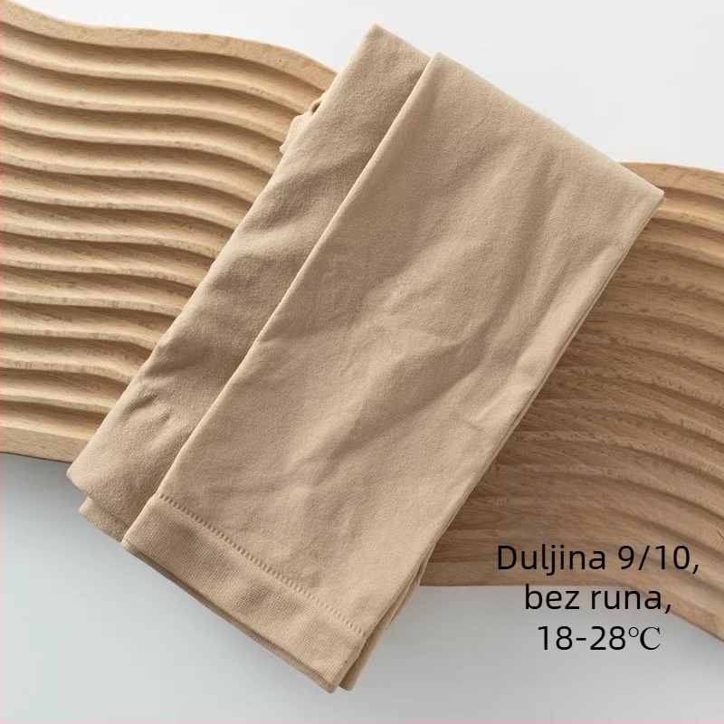 Ženske legice s fleecem, svijetlosive, 3/4 dužine, plus veličina, ton kože