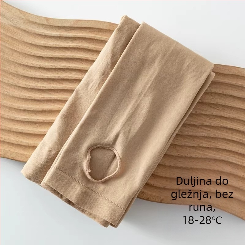 Ženske legice s fleecem, svijetlosive, 3/4 dužine, plus veličina, ton kože